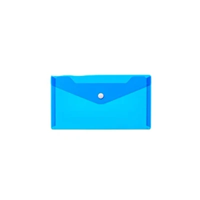 Afbeelding van HERMA 20036 documententas DIN lang transparant blauw, kleine transparante vakken envelop met drukknoop, plastic voor school, universiteit, kantoor, reizen
