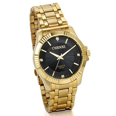 Afbeelding van JewelryWe New Golden Knight Design Horloge, Zakelijke Casual Elegante 3 Decoratieve Ogen, Aantrekkelijke Zwart/Goud/Witte Wijzerplaat, Heren Horloges Goud Kleur Band, Zwart B, Kerstdag,