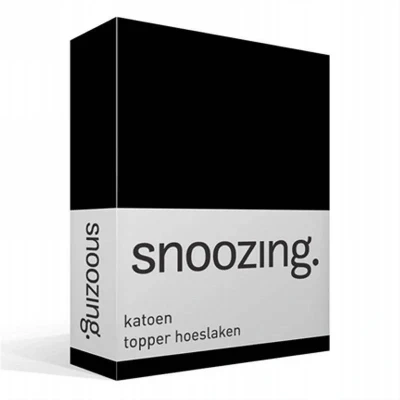 Afbeelding van Snoozing Katoen Topper Hoeslaken Eenpersoons 90x210 cm Zwart