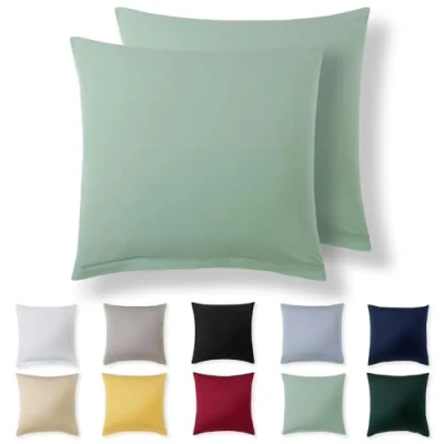 Afbeelding van Alreya Lot de 2 taies d&#039;oreiller 80 x cm, vert été, 100 % jersey coton, super doux, Avec fermeture éclair