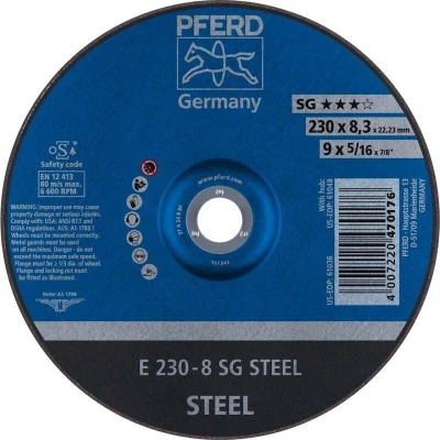 Afbeelding van PFERD 62223826 E 230 8 SG STEEL Afbraamschijf gebogen Diameter mm Boordiameter 22.23 RVS, Staal 10 stuk(s)
