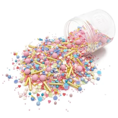 Afbeelding van HAPPY SPRINKLES Dancing Queen 90 g, kleurrijke hagelslag mix met chocolade om te decoreren, ideale taartdecoratie, geschikt voor koekjes, ijs en cake