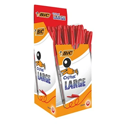 Afbeelding van Bic Cristal Grote balpen 1,6 mm, rood, 50 stuks