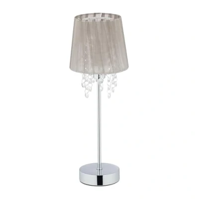 Afbeelding van Relaxdays tafellamp kristal nachtlamp decoratie E14 fitting lampenkap van stof