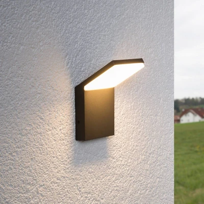 Afbeelding van Lucande LED wandlamp buiten 1licht aluminium, kunststof H: 16.5 cm grafietgrijs, wit Inclusief lichtbron