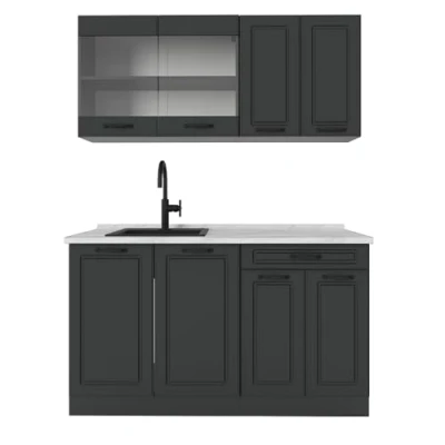 Afbeelding van Vicco Eenpersoonskeuken R Line, Antraciet landhuis/antraciet, 140 cm , WB Marmer