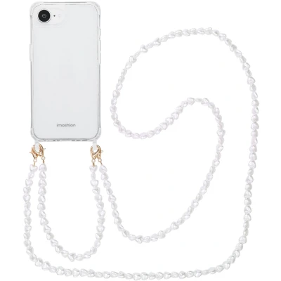Afbeelding van imoshion Backcover met koord + armband voor de iPhone 16e Parels Hartjes