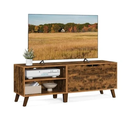 Afbeelding van Vasagle tv meubel, tafel met 2 deuren, plank voor tv&#039;s tot 60 inch, kast verstelbare planken, woonkamer, eetkamer en slaapkamer, vintage bruin ltv027x01
