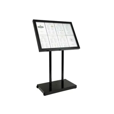 Afbeelding van Securit Zwart Hamerslag Staal Witte LED&#039;s 8xA4 Informatiedisplay (excl. Paal en Voet) CU934 Horeca &amp; Professioneel