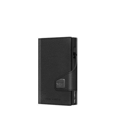 Afbeelding van TRU VIRTU Leren Portemonnee Click &amp; Slide Coin Pocket Black Zwart