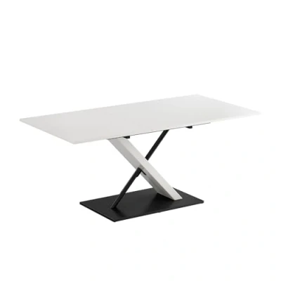 Afbeelding van Vicco Eettafel Herta, Wit/zwart, 140 x 90 cm Uitschuifbaar