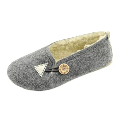 Afbeelding van APREGGIO winterpantoffels voor dames warme pantoffels van wolvilt vilten vilt, grijs.