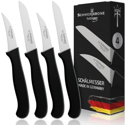Afbeelding van Schwertkrone Set van 2 kantoormessen, 6,25 cm, roestvrij staal, gebogen design voor groenten en fruit, hoogwaardige kwaliteit uit Solingen