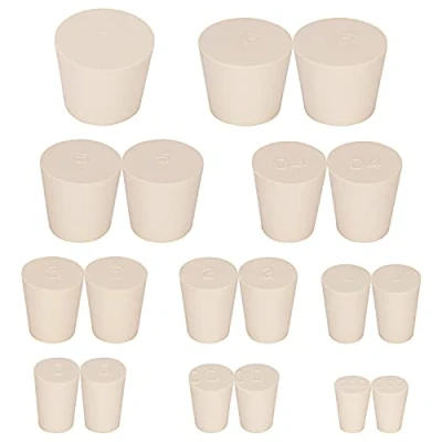 Afbeelding van stonylab 19 stuks rubberen stoppers, wit, conisch, voor laboratorium
