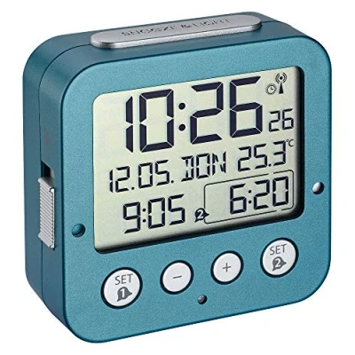 Afbeelding van TFA Dostmann Bingo 60.2539.20 wekkerradio met 2 alarmen eenvoudig te bedienen binnentemperatuur, turquoise