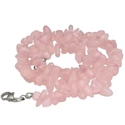 Afbeelding van Lebensquelle Plus Rozenkwarts splinterketting, edelsteenketting, verlengketting, 45 + 5 cm, van 925 zilver, karabijnsluiting, Roestvrij staal, kwarts, Kwarts