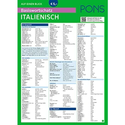 Afbeelding van PONS Basiswortschatz auf einen Blick Italienisch