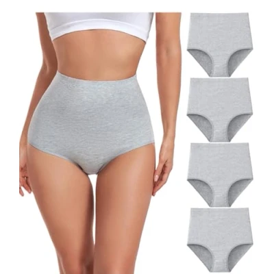 Afbeelding van Wirarpa Set van 4 katoenen damesslips hoge taille