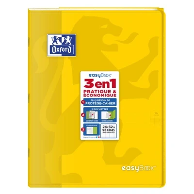 Afbeelding van Oxford EasyBook Notitieboek, geniet, 24 x 32 cm, 96 pagina&#039;s, grote ruiten, Seyès 90 g, omslag van polypropyleen, geel, met hoezen
