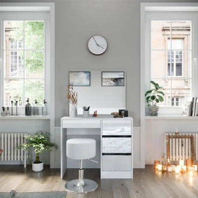 Afbeelding van Vicco Kaptafel Sherry, Wit, 90 cm met krukje