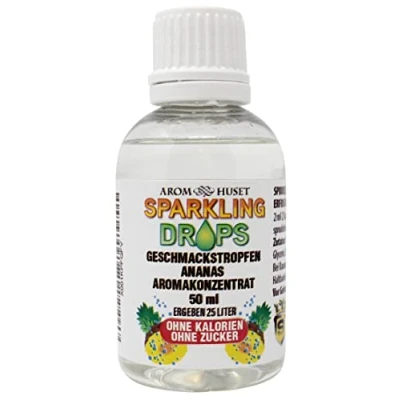 Afbeelding van Ananas Drops concentraat, 1 fles à 50 ml, geeft 25 liter, sterk geconcentreerd aroma zonder suiker, voor bruismakers, gebruiksklaar, caloriearm, conserveringsmiddelen