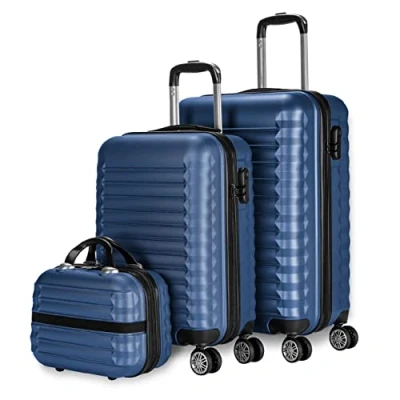 Afbeelding van NUMADA 3/4 delige set hard case koffers, koffer 53 cm, medium 63 groot 75 cm en toilettas duurzaam, licht veilig