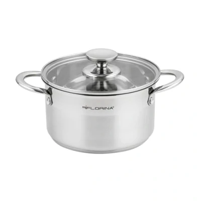 Afbeelding van FLORINA Braadpan van roestvrij staal (2,5 l) I 18 cm diameter energiebesparende Falcon pan inductiekookpan met glazen deksel roestvrijstalen voor alle warmtebronnen