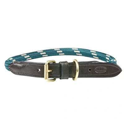 Afbeelding van Weatherbeeta Dog Collar Rope Leather Hunter Green/Brown M