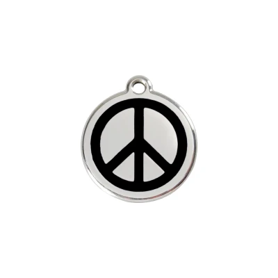 Afbeelding van Peace Black roestvrijstalen hondenpenning small/klein dia. 2 cm RedDingo