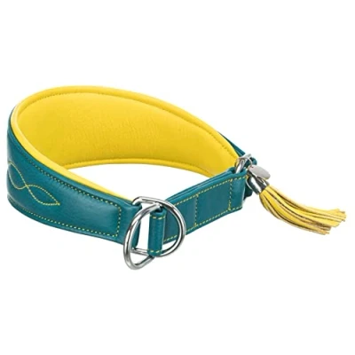 Afbeelding van Trixie Active Comfort Anti trek Windhondenhalsband Petrol/geel S M