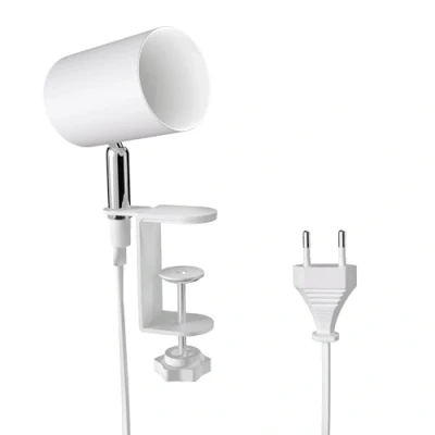 Afbeelding van ledscom.de WAIKA klemlamp, schakelaar, mat wit, 1 x GU10 max. 15 W, schroeflamp, tafellamp, leeslamp, lamp