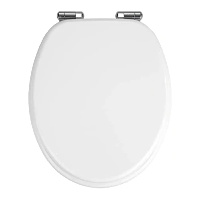 Afbeelding van WENKO Urbino wc bril met softclosemechanisme, MDF wit, roestvrijstalen bevestiging, 36 x 42,5 cm