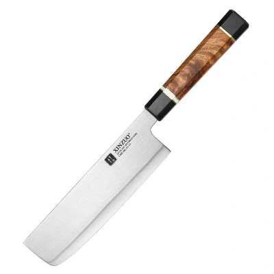 Afbeelding van Professioneel Nakiri Hakmes van Japans Hitachi ZDP189 Powdered Steel Achthoekig handvat Padouk hout en zwart G10 F5 Zhen Series