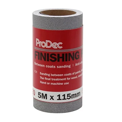 Afbeelding van ProDec schuurpapierrol 320 korrel extra fijn voor schuren tussen lagen en van auto&#039;s 5 m x 115 mm