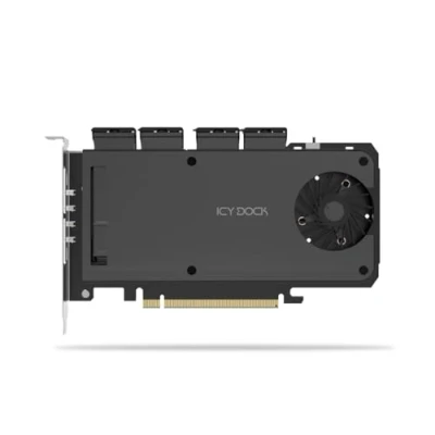 Afbeelding van ICY DOCK 4 Bay M.2 NVMe SSD naar PCIe 4.0 x16 verwisselbare framebehuizing/adapterkaart voor uitbreidingsslot (PCIe splitsing vereist) ExpressSlot Slide MB204MP 1B