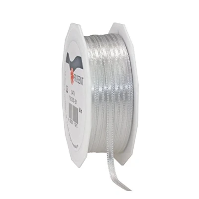 Afbeelding van C.E. Pattberg Cadeaulint van sterling zilver, gesatineerd, voor geschenkverpakkingen, 0,3 cm breed, decoratielint alle gelegenheden