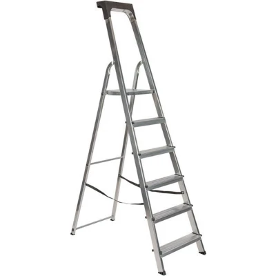 Afbeelding van TRAPLADDER ALUMINIUM 6 TREDEN EURO STEP