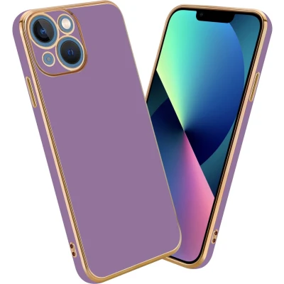Afbeelding van Cadorabo Hoesje geschikt voor Apple iPhone 14 PLUS in Glossy Paars Goud Beschermhoes Case Cover van flexibel TPU silicone en met camerabescherming