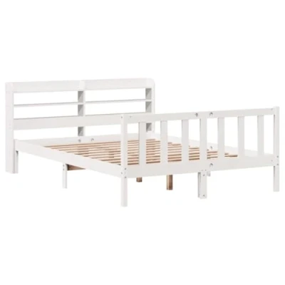 Afbeelding van Bedframe met hoofdbord massief grenenhout wit 120x190 cm