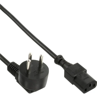 Afbeelding van InLine Apparaatsnoer met rechte C13 plug en haakse type H stekker (Israël) 3x 0,75mm / zwart 1,8 meter