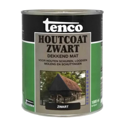 Afbeelding van Tenco Houtcoat Dekkend Zwart mat Waterbasis 2,5 Liter