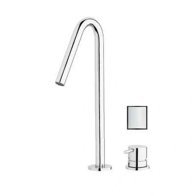 Afbeelding van Waterevolution Flow 2 gats wastafelkraan wit met hoge V 227mm uitloop T1122VBR