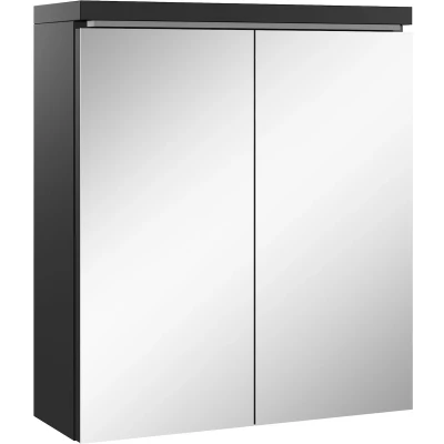 Afbeelding van Badplaats Spiegelkast Toledo 60 x 20 cm Zwart Badkamerkast Badkamer