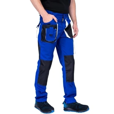 Afbeelding van MAZALAT work wear Werkbroek voor heren, met kniezakken. werkkleding, meerdere zakken, grote maat S XXXL, herenkleding, hoge kwaliteit, 60, Zwart/Blauw