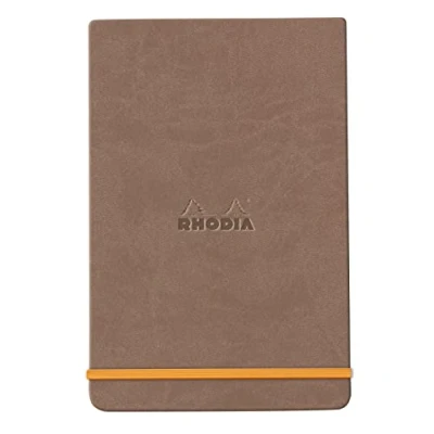Afbeelding van RHODIA 194377C hardcase webnotepad taupe A5 gelinieerd 192 pagina&#039;s afneembaar lichtbruin papier, 90 g/m² bladwijzer, elastische sluiting envelop van kunstleer Rhodiarama