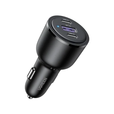 Afbeelding van UGREEN Autolader Snellader 1x USB A &amp; 2x C (69W 5A) QC Zwart