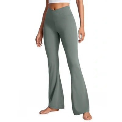 Afbeelding van CRZ Yoga Dames Butterluxe Cross Taille V hals Hoge Uitlopende Broek Leggings 78 cm, Grijze salie, 40