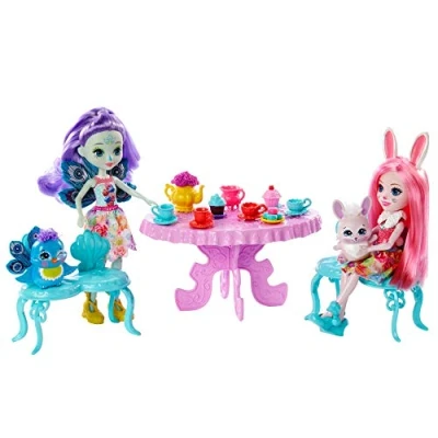 Afbeelding van Enchantimals GLD41 Verrukkelijk Theefeestje Speelset met Bree Konijn en Pippa Pauw poppen (15 cm), dierenvriendjes meer dan 15 accessoires, Meerkleurig