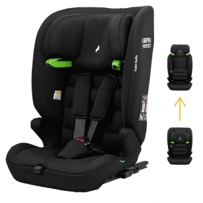 Afbeelding van Osann Lupo isofix autostoel i Size Lengte kind 76 150 cm Leeftijd ong. 1 12 jaar en autogordel bevestiging inclusief 5 punts tuigje Extra zijwaartse bescherming traagschuim Goede autogordelgeleiding zwart