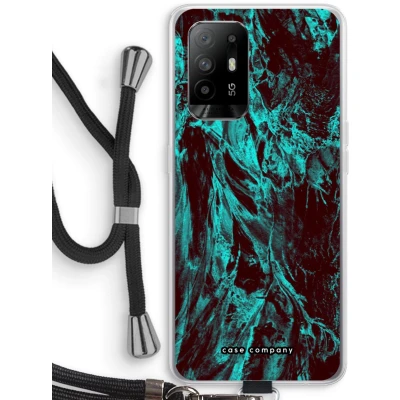 Afbeelding van Case Company® hoesje met Koord geschikt voor Oppo A94 5G Ice Age Telefoonhoesje Zwart Bescherming aan alle Kanten en Over de Schermrand
